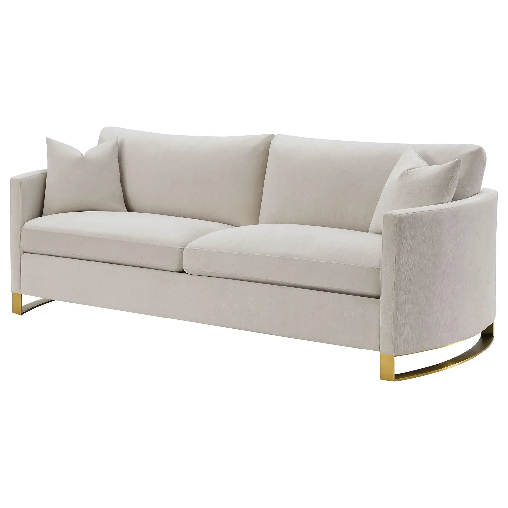 Corliss Upholstered Curved Track Arm Sofa Beige by Unique Piece Furniture
