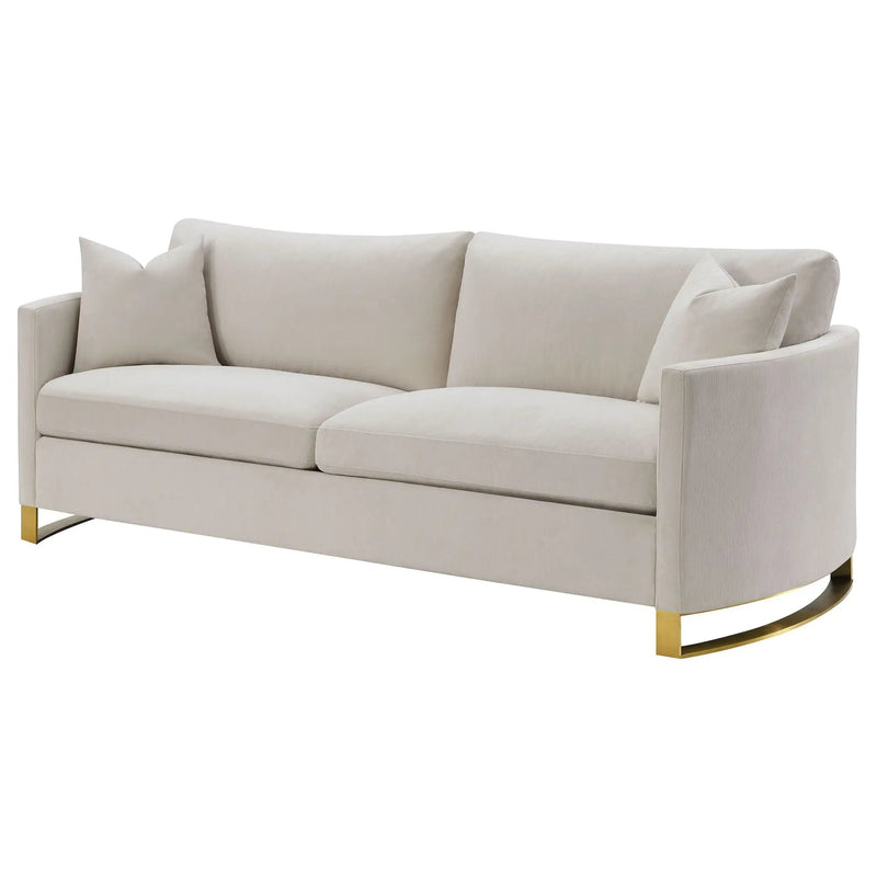 Corliss Upholstered Curved Track Arm Sofa Beige by Unique Piece Furniture