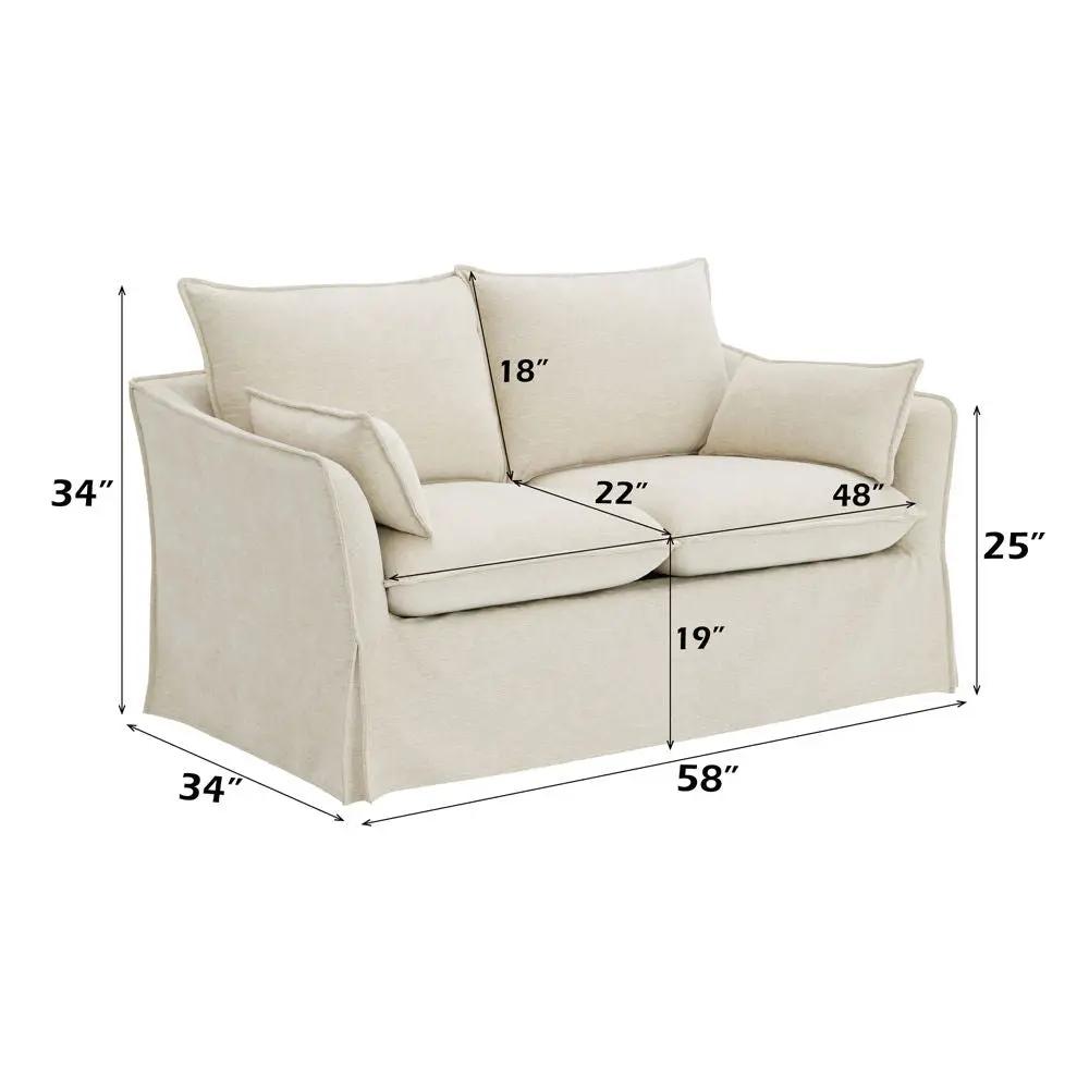 Shane - Loveseat With 2 Pillows - Beige Linen by Unique Piece Furniture