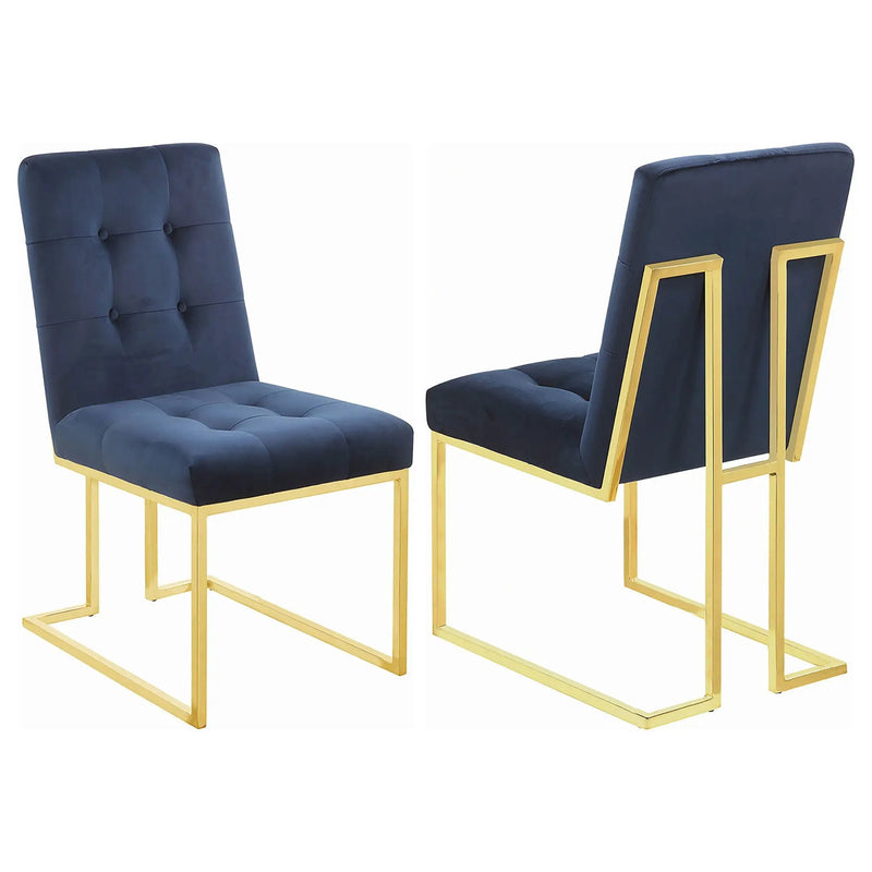 Cisco Velvet Upholstered Dining Side Chair Gold (Set of 2) by Unique Piece Furniture