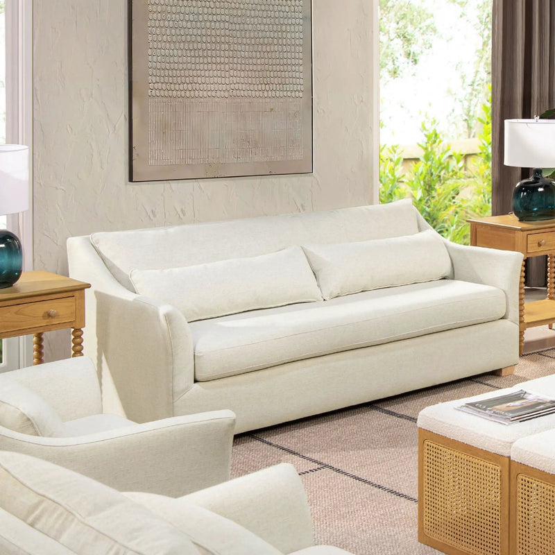 Ada - Flared Arm Contemporary Sofa With Lumbar Pillows - Flax White by Unique Piece Furniture
