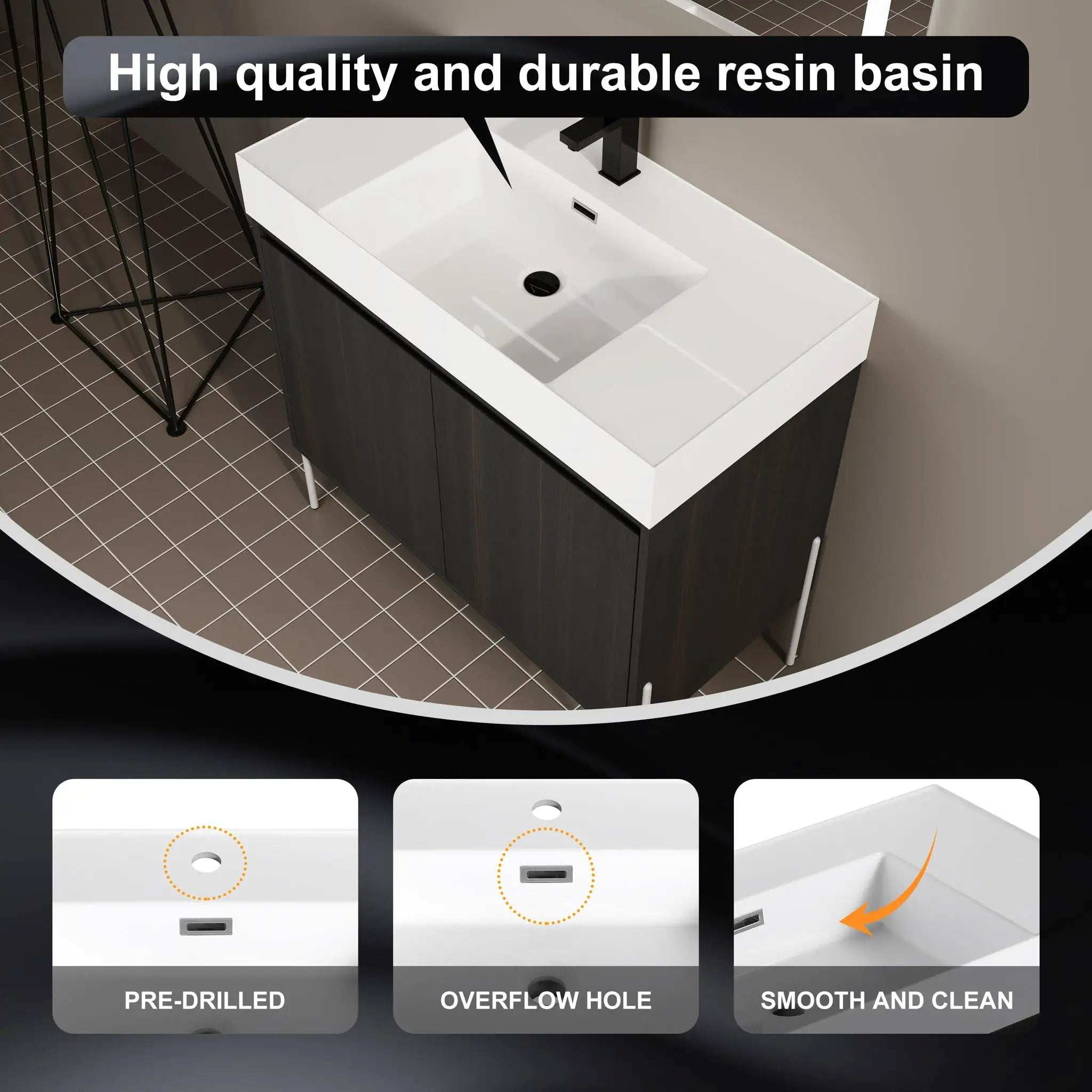 Freestanding Bathroom Vanity With Resin Sink And Storage Cabinet by HouseOfZazla