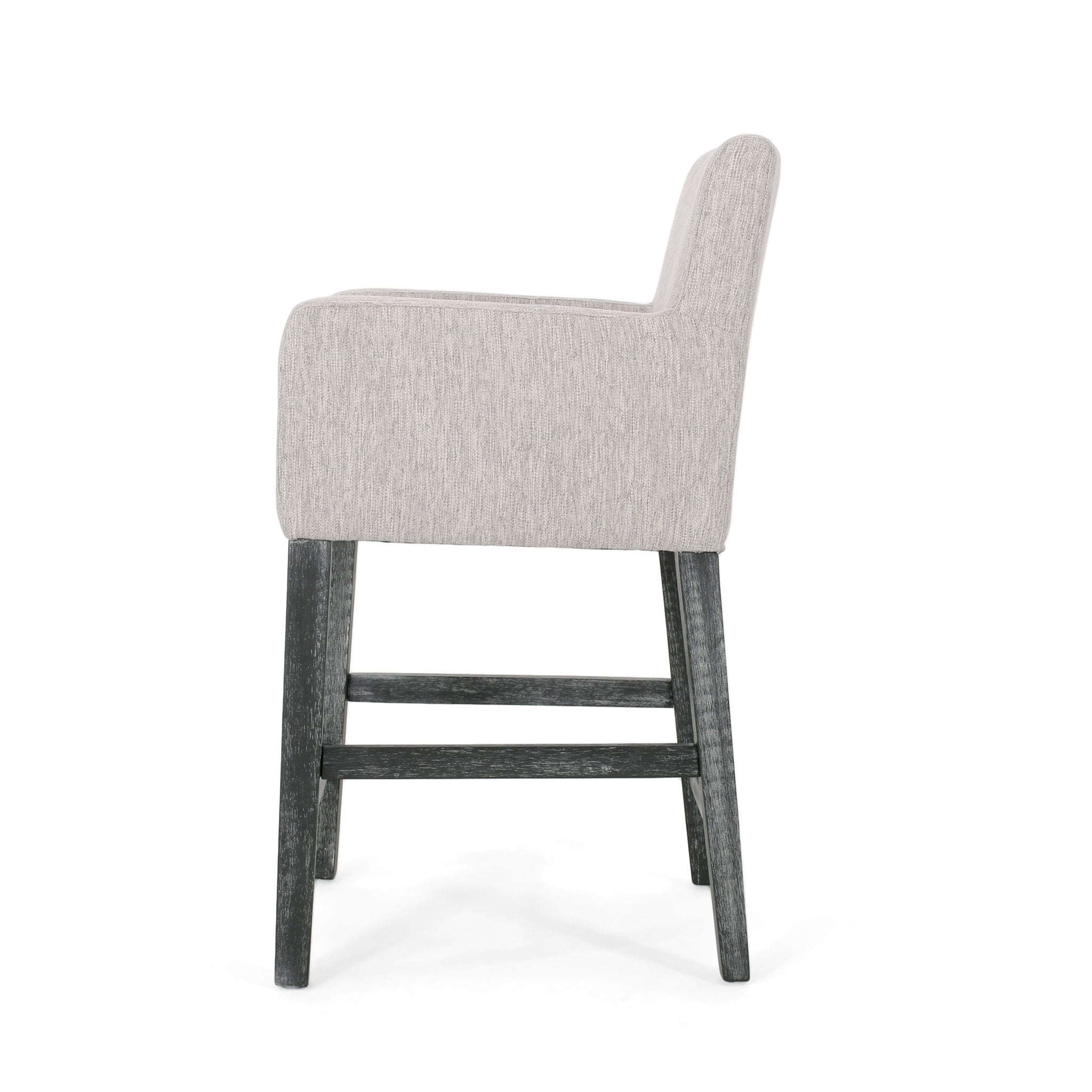 Charmed Upholstered Counter Stool with H-Frame Base and Round Arms by HouseOfZazla