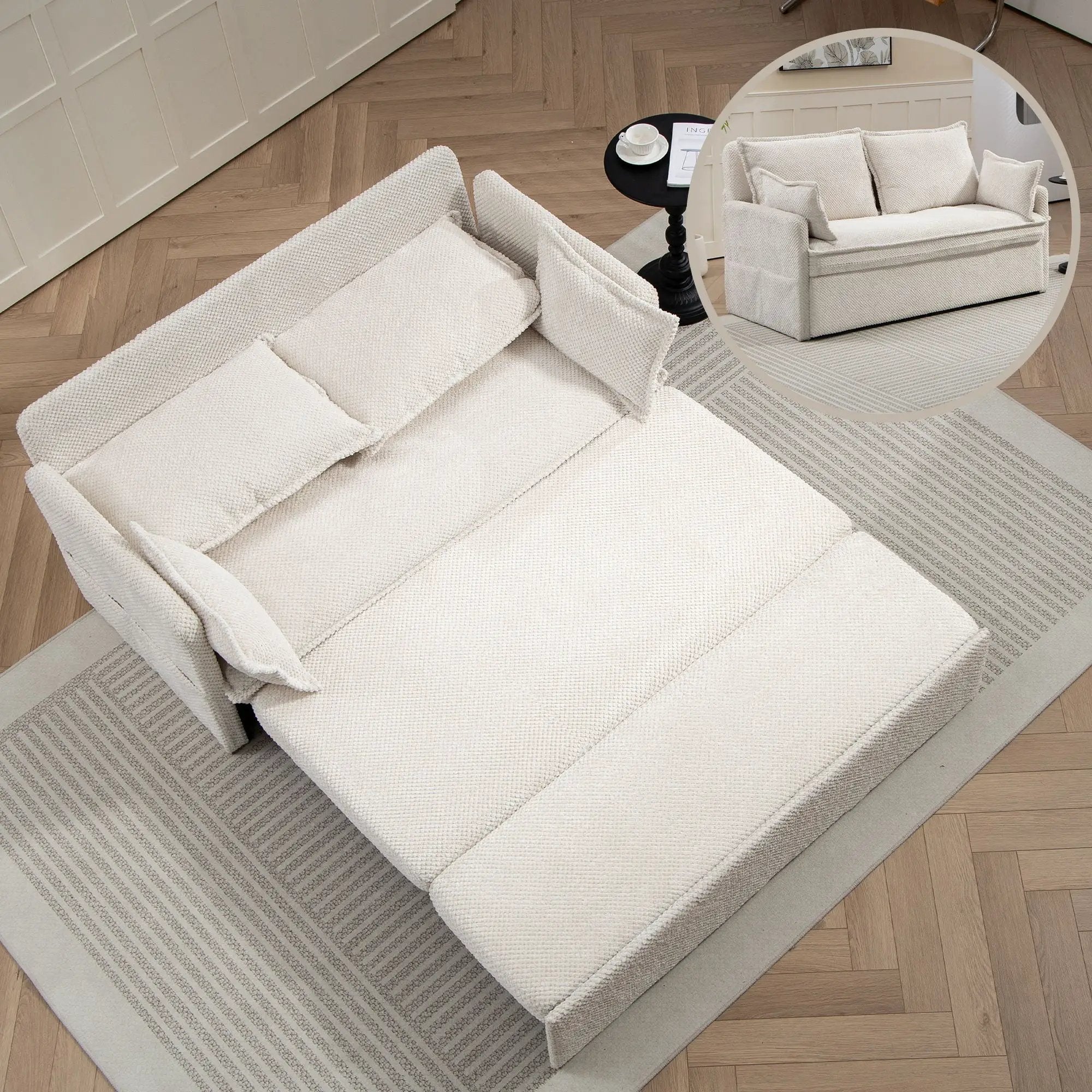 Pull Out Sofa Bed, Convertible Sleeper Sofa Couch, Side Storage, And USB / C - Type Charging Ports Chair by HouseOfZazla