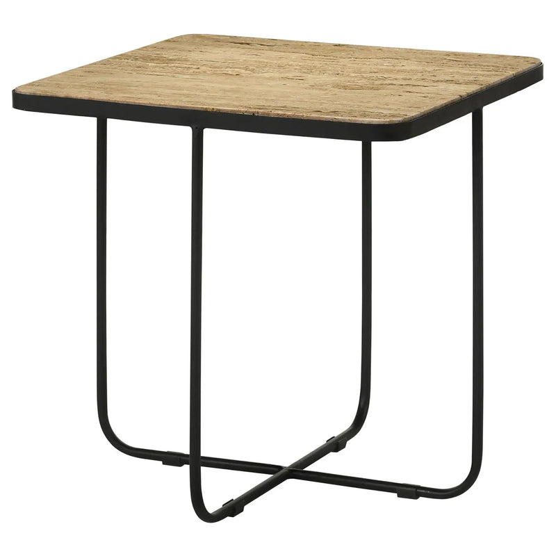 Travertine Accent Table Geometric Design - Brown by HouseOfZazla