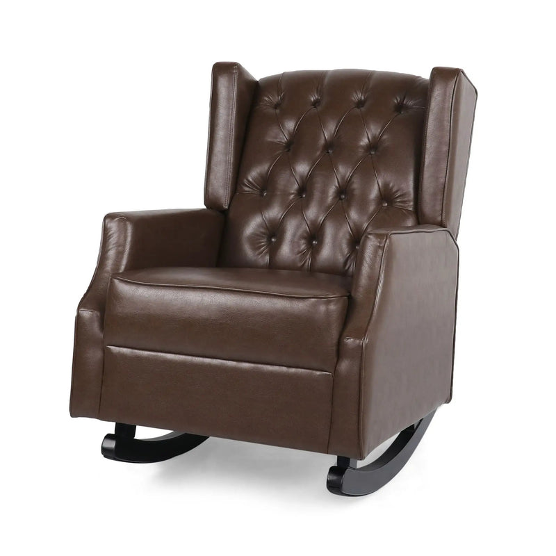 Amedou Contemporary Tufted Wingback Rocking Chair - Dark Brown by HouseOfZazla