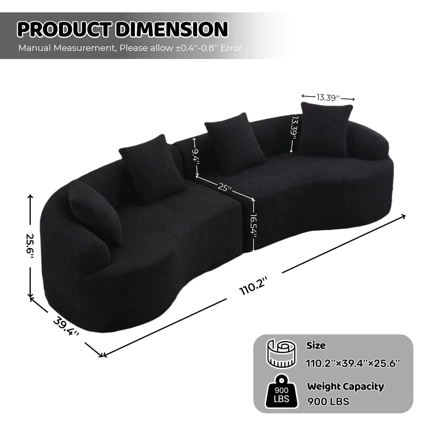 4 Seater Sofa With Fabric, 30D, 60 Hardness Full Sponge, 4 Pillow For Living Room, Home Furniture Sleeper Sectional Sofa For Apartment by HouseOfZazla