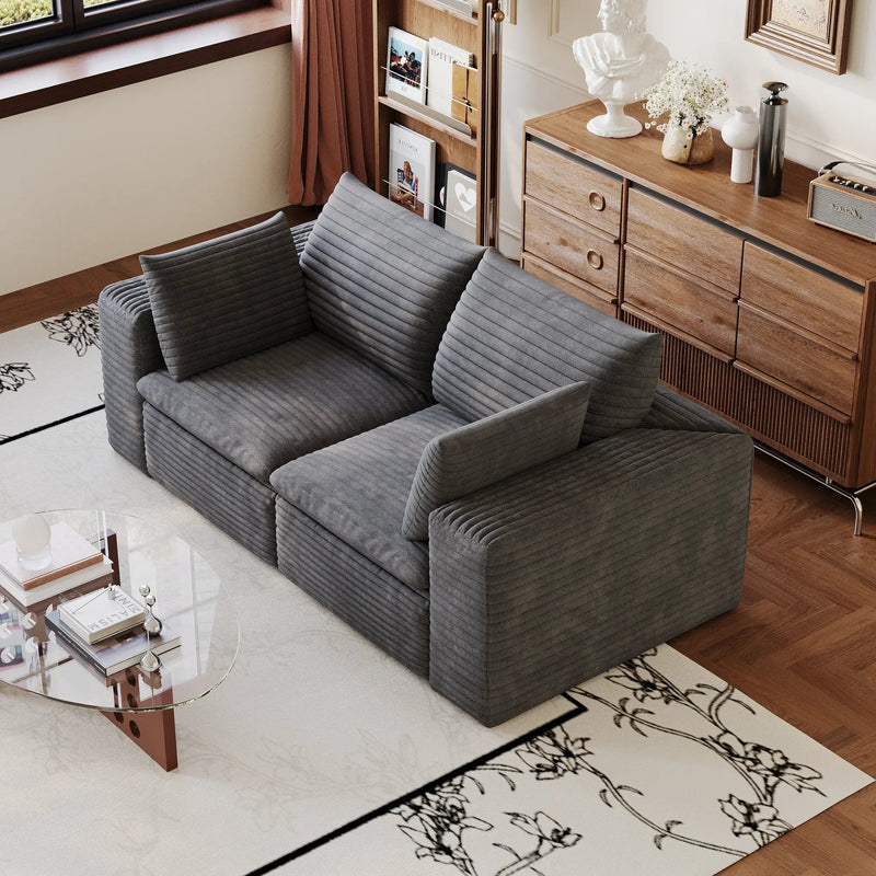 71" Cloud Sofa in Corduroy Fabric by HouseOfZazla