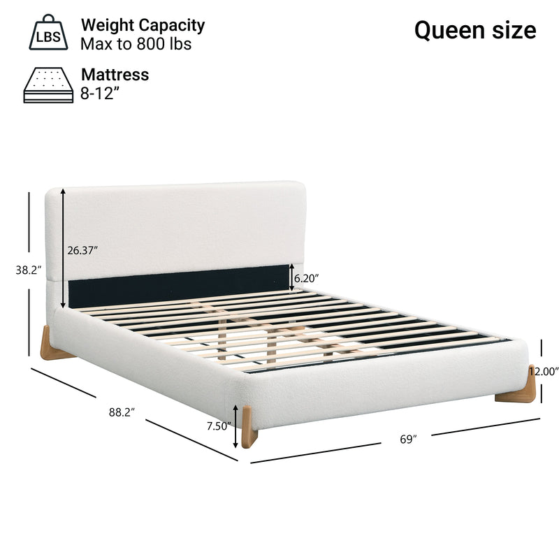 Elegant Boucle Upholstered Bed, Queen Size by HouseOfZazla