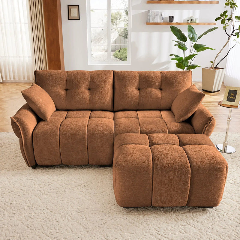 Sofa Set With Ottoman And Pillows, Textured, High Resilience Cushions by HouseOfZazla