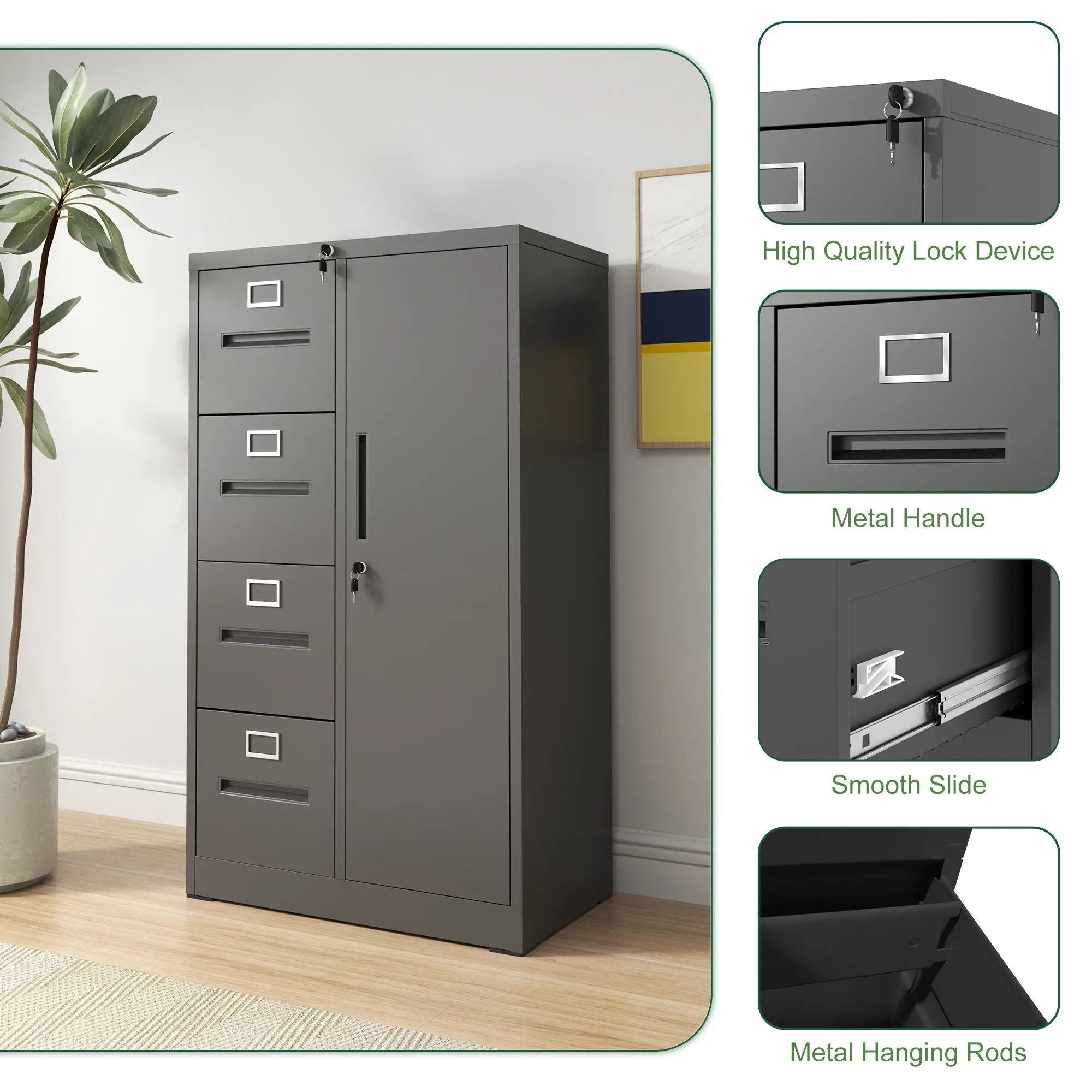 Storage Vertical Filing Cabinet With Lock by Unique Piece Furniture