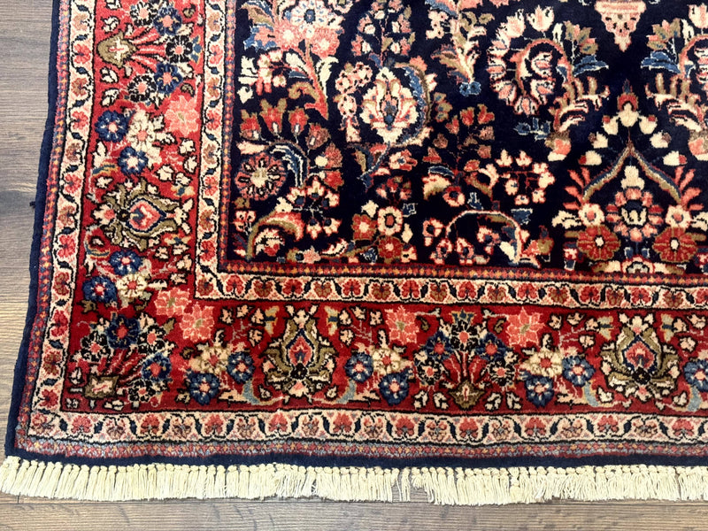 Navy Blue Persian Rug 4x6, Sarouk Mohajeran Carpet, Antique Persian Rug, Floral by Jewel Rugs