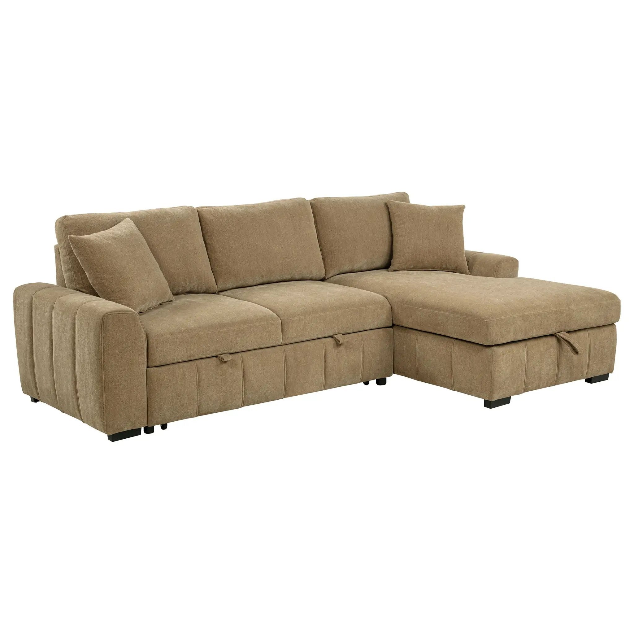 Pastrana Upholstered Sleeper Sectional Sofa RAF Chaise Camel by Unique Piece Furniture