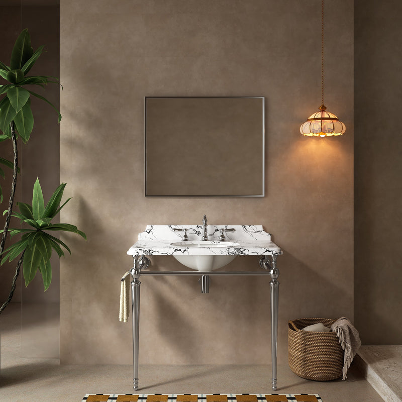 VICI 36" Bathroom Console Sink, Undermount Ceramic Vanity Basin by HouseOfZazla