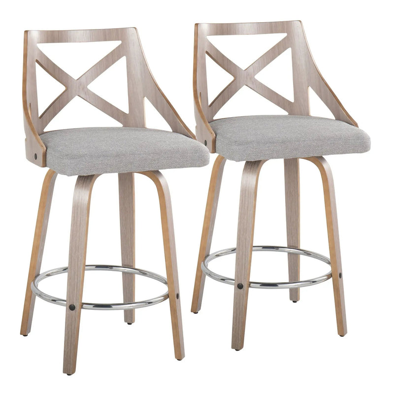 Charlotte - Farmhouse Fixed Height Counter Stool With Round Footrest (Set of 2) by HouseOfZazla