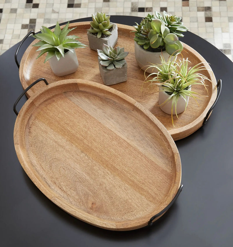 Jocelyne - Tray Set (Set of 2) - Brown / Black by Unique Piece Furniture