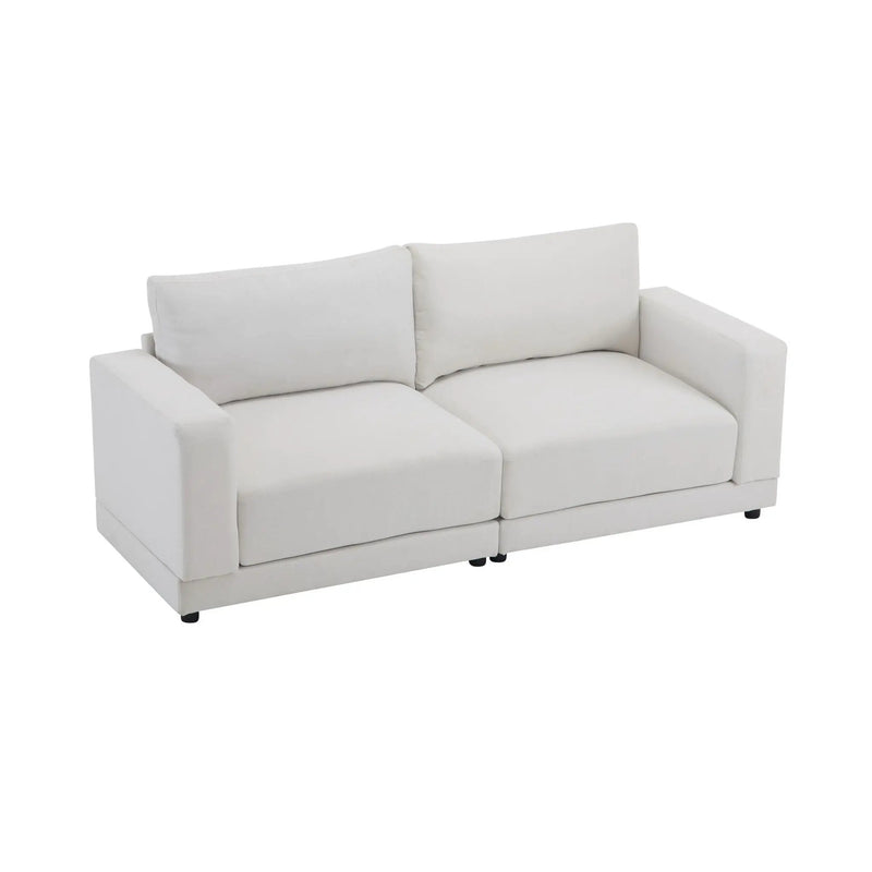 Modern Square Arm Sofa With Soft Fabric Upholstery, Deep Cushions by HouseOfZazla