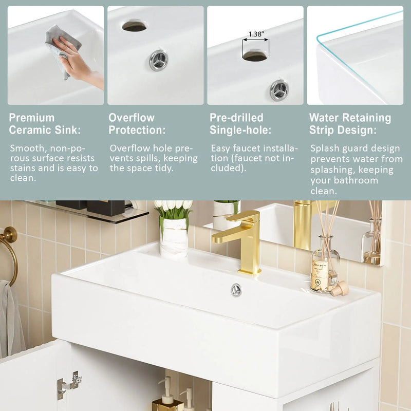 Bathroom Vanity, Combo Cabinet, Bathroom Storage Cabinet, Single Ceramic Sink by HouseOfZazla