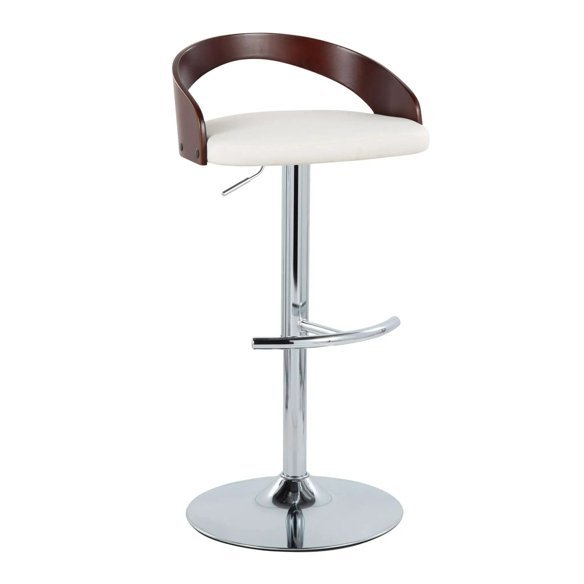 Grotto - Contemporary Adjustable Barstool & Swivel With Rounded T Footrest (Set of 2) by HouseOfZazla