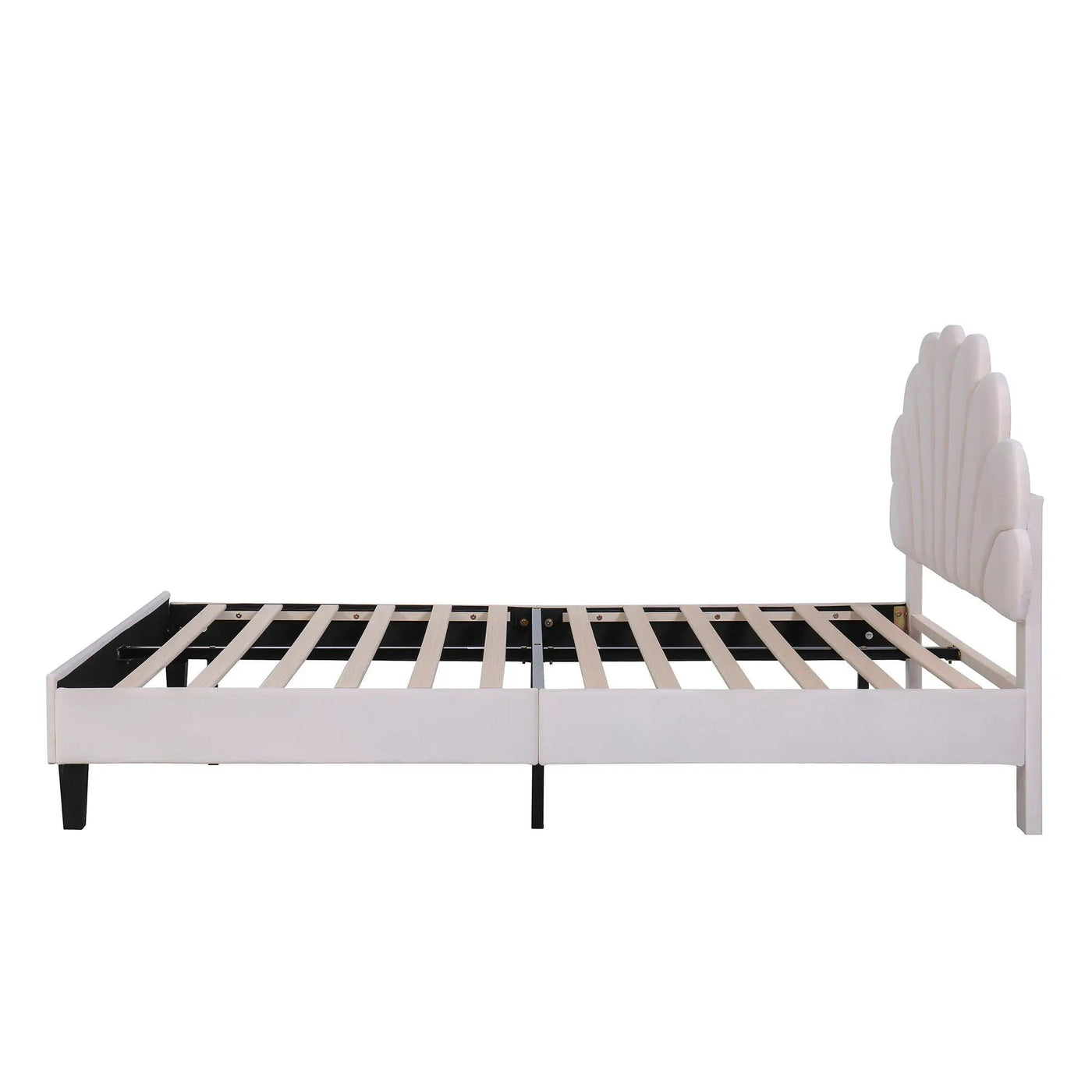 Upholstered Platform Bed With Flower Pattern Headboard by Unique Piece Furniture