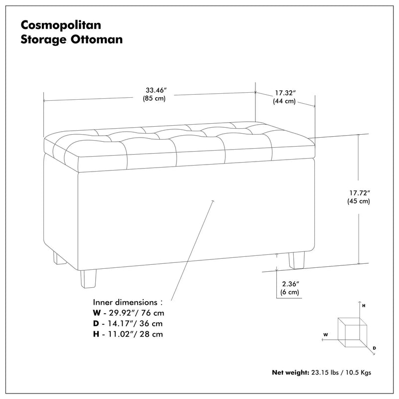 Cosmopolitan - Storage Ottoman - Midnight Black by Unique Piece Furniture