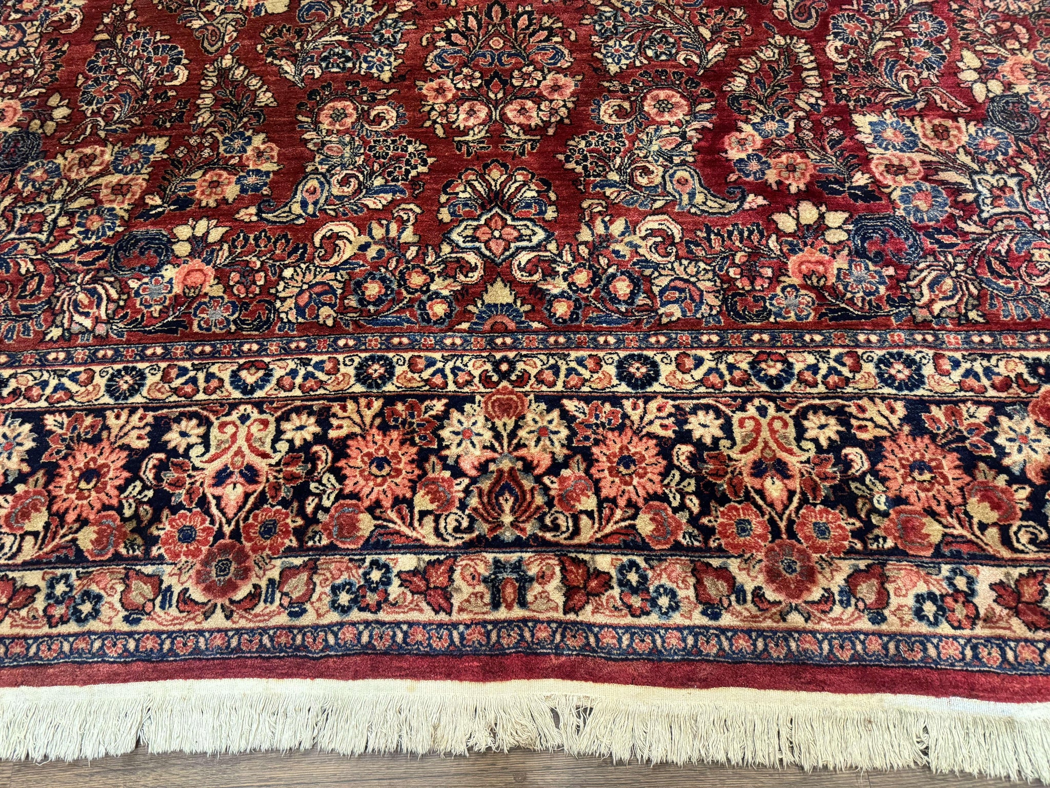 Large Persian Sarouk Rug 10x17, Palace Size Antique Persian Carpet, Red, Floral Allover, Traditional Persian Rug, Oversize Handmade Wool Rug by Jewel Rugs