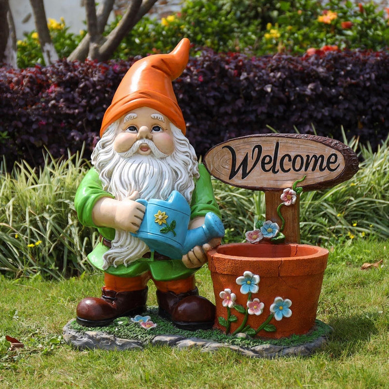 Outdoor Garden Sculpture Gnome Flower Pot Planter by HouseOfZazla