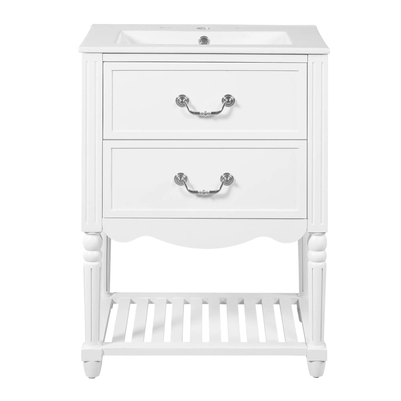 Wave Design Bathroom Vanity With Sink, 2 Drawers And Open Shelf by HouseOfZazla