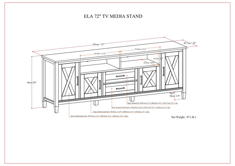 Ela - TV Media Stand - Smoky Brown by HouseOfZazla