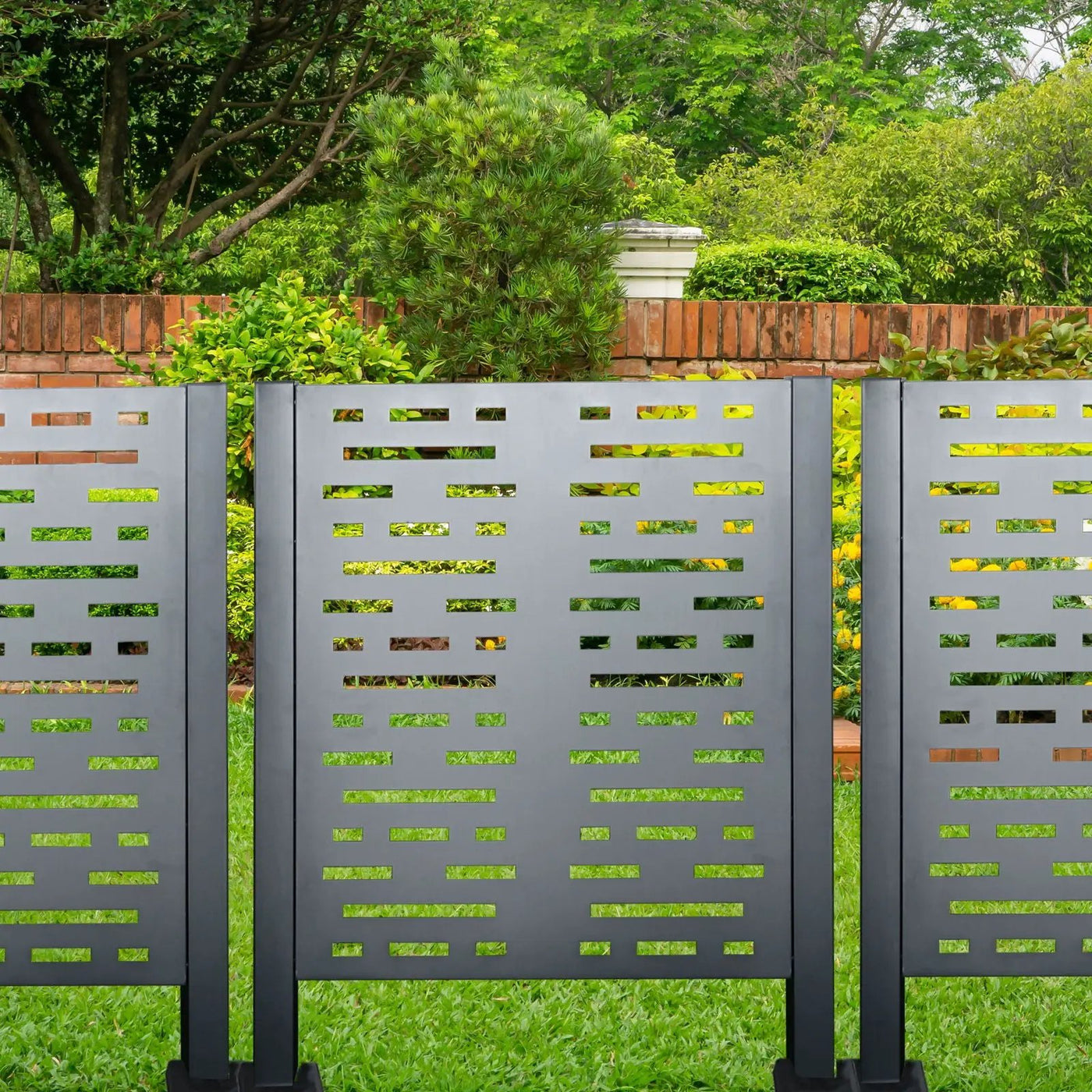 Air Conditioner Fence For Outdoor Units, Metal Privacy Fence Cover, Perfect To Conceal Air Conditioning Units, 3 Fence Panel by HouseOfZazla