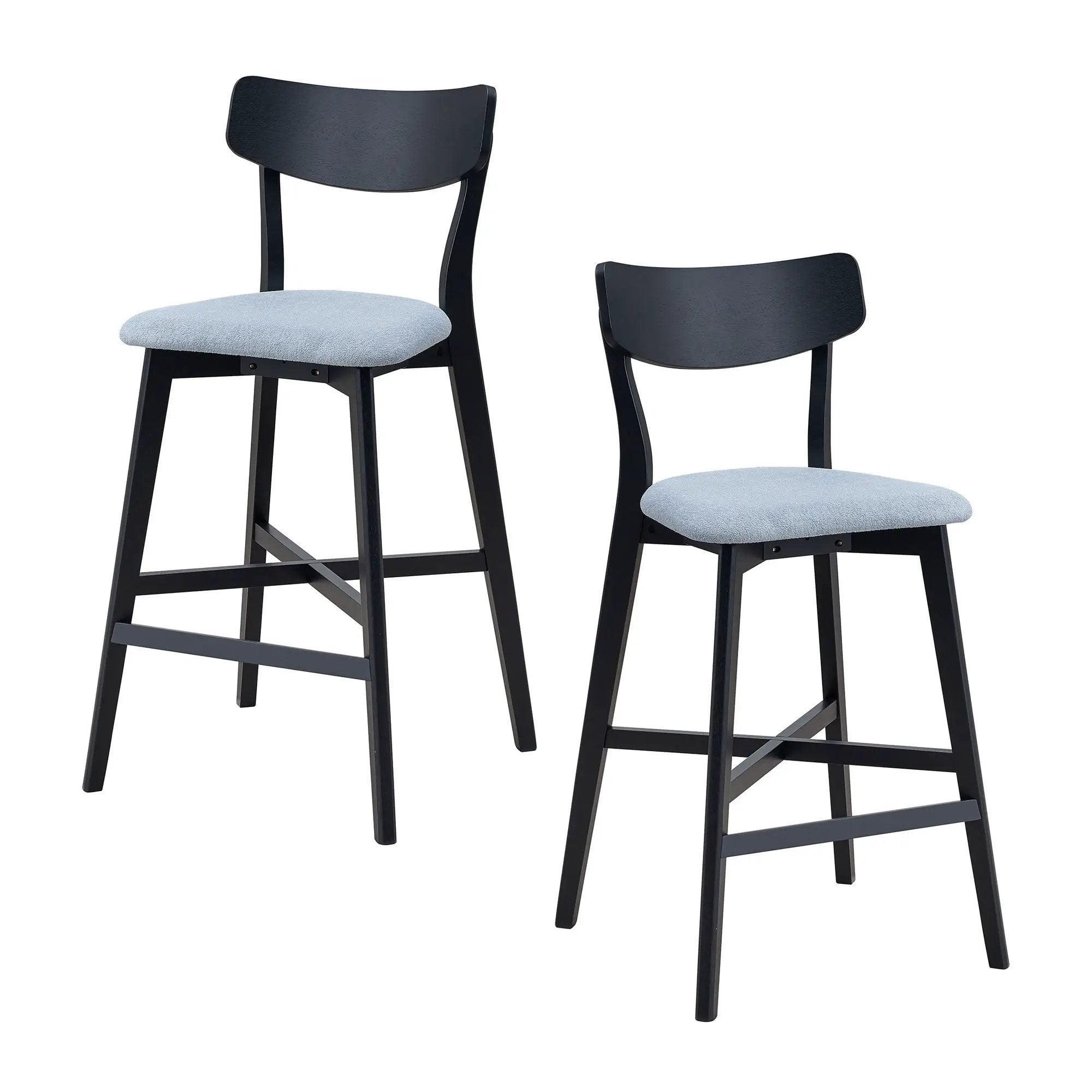 Wooden Bar Chairs Set of 2, Modern Soft Upholstered Kitchen Island Chairs by HouseOfZazla