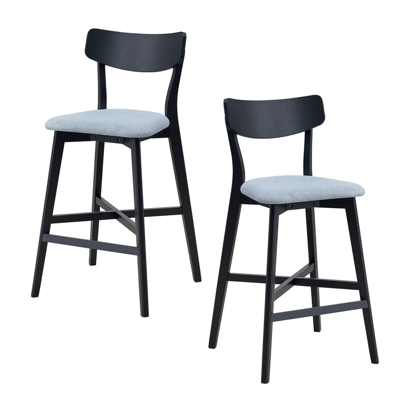 Wooden Bar Chairs Set of 2, Modern Soft Upholstered Kitchen Island Chairs by HouseOfZazla