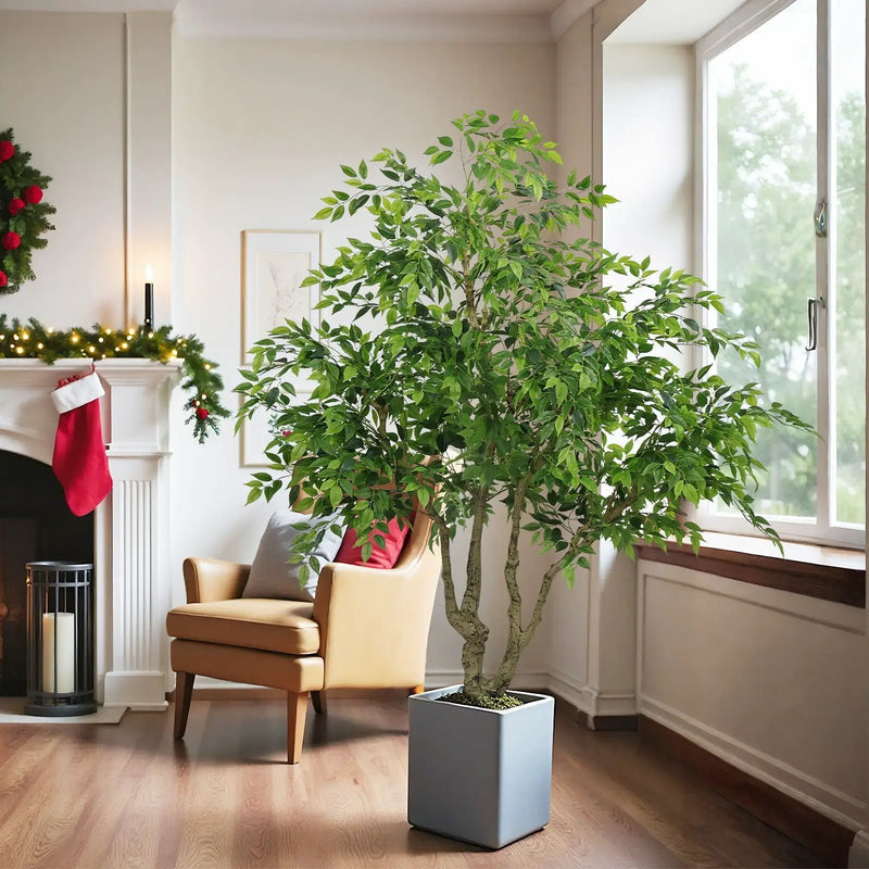 Artificial Banyan Tree With A Trunk And Lifelike Leaves, For Indoor And Outdoor Use - Green by HouseOfZazla