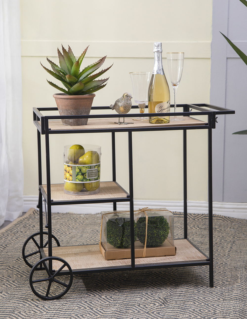 Shelf With Wheel - Black / Brown by HouseOfZazla
