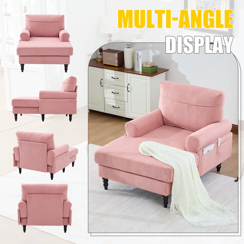 Modern Minimalist Chenille Fabric Chaise Lounge Recliner by HouseOfZazla