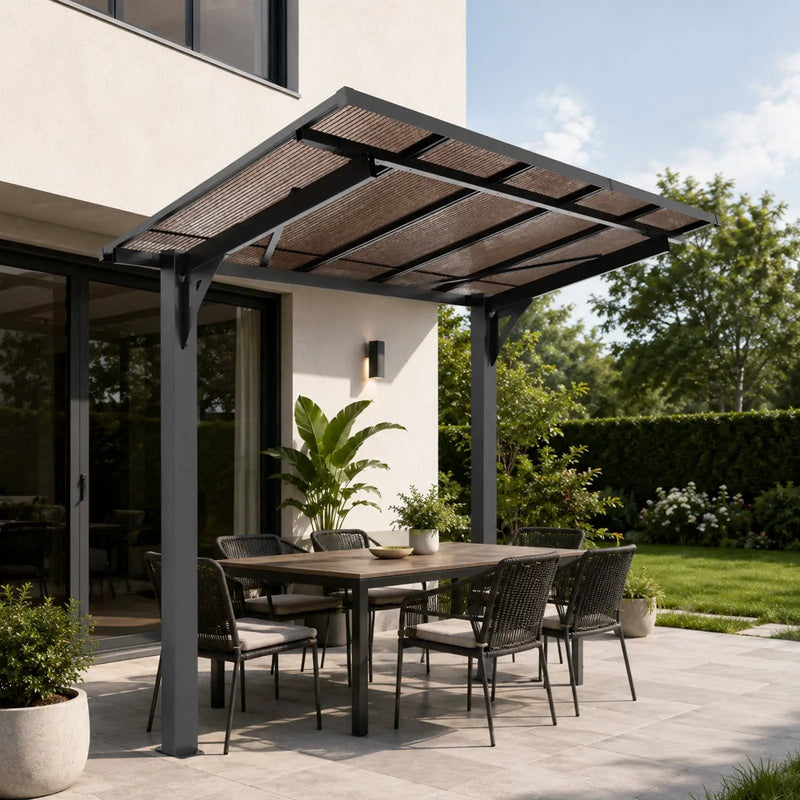 8x5ft Galvanized Steel Carport with Sloped PC Roof by HouseOfZazla