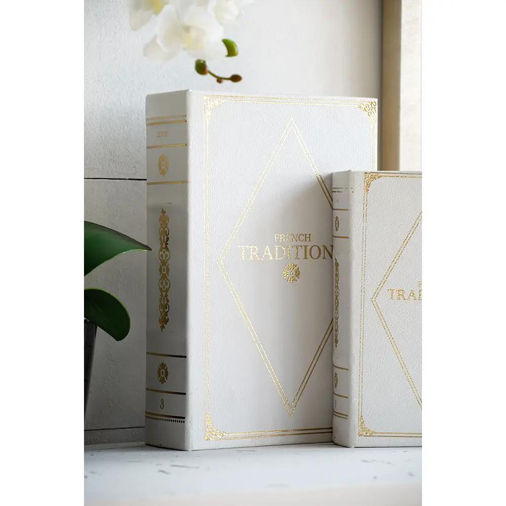 Book Boxes (Set of 2) - White / Gold by Unique Piece Furniture