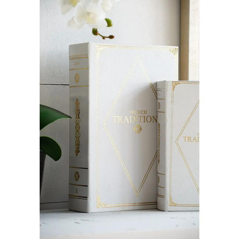 Book Boxes (Set of 2) - White / Gold by Unique Piece Furniture