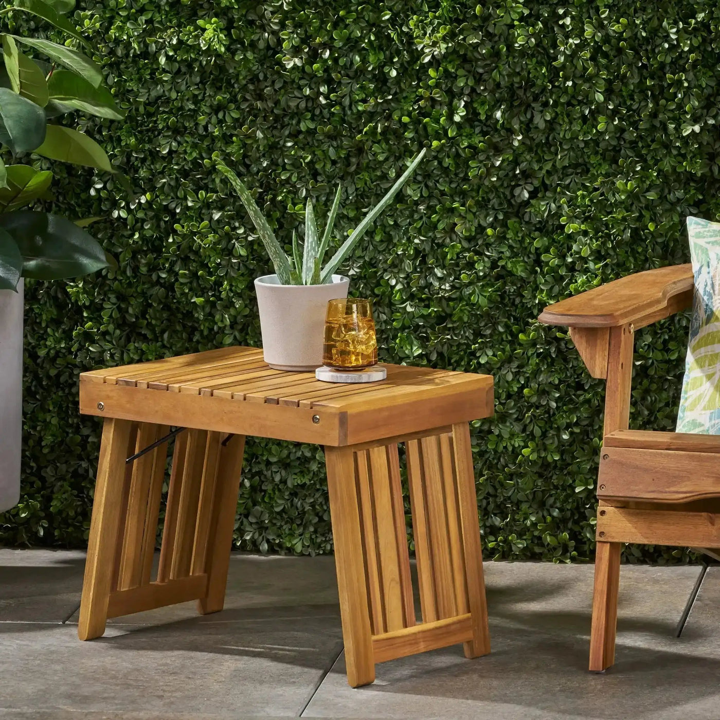Temptation Outdoor Foldable Side Table With Slat Design by HouseOfZazla