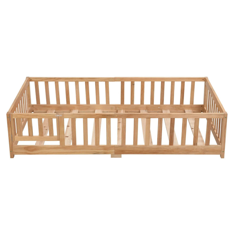 Solid Floor Bed With Door And Fence For Children by HouseOfZazla