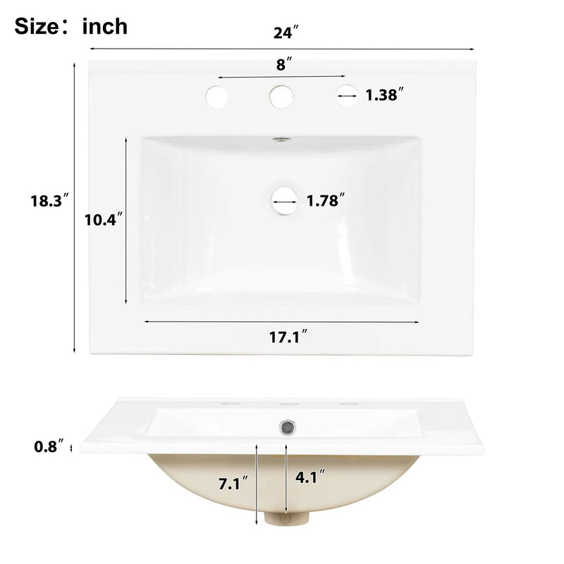 Bathroom Vanity With Sink, Soft Close Door, Double Layer Door Shelf And 3 Drawers - Gray by HouseOfZazla