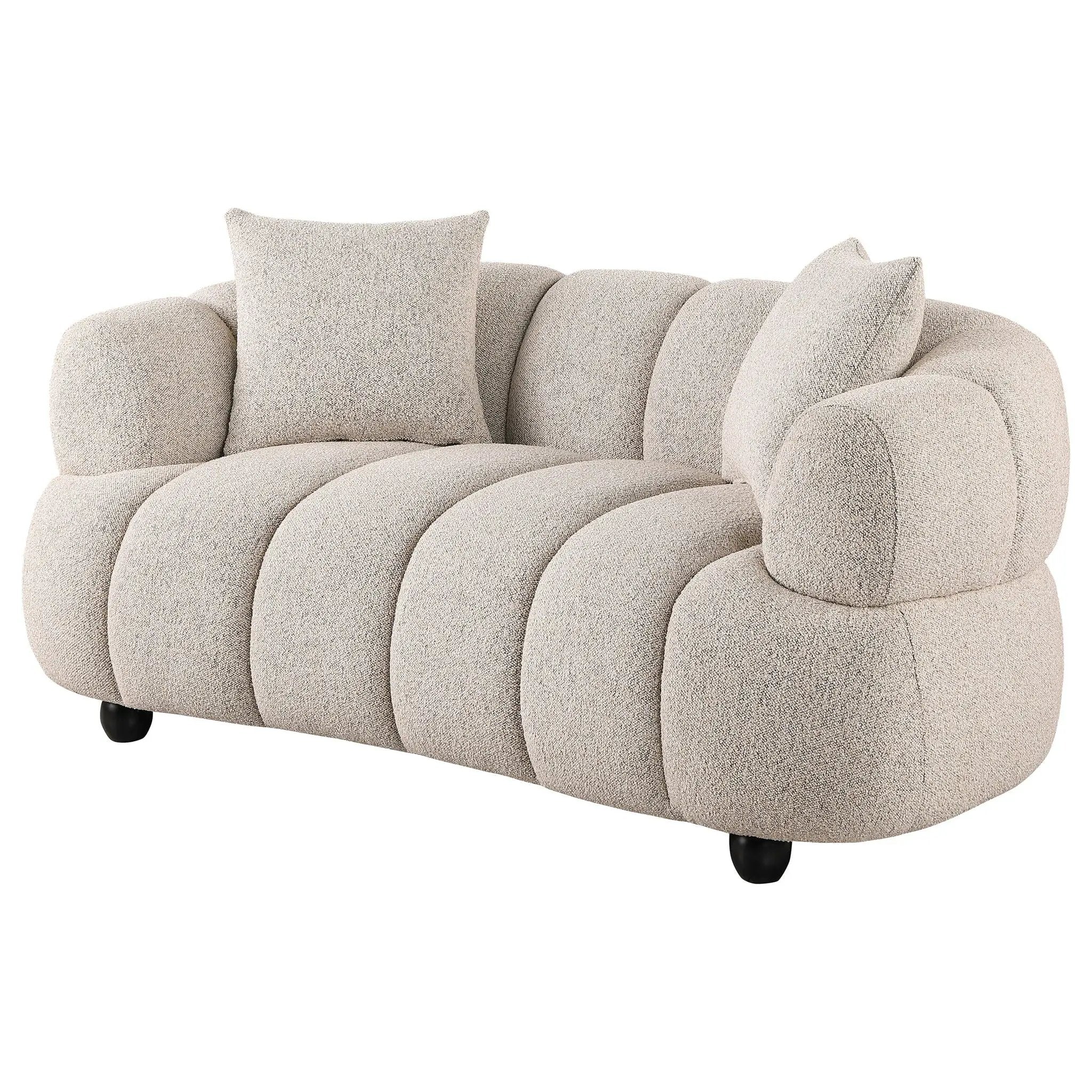 Whitney Contemporary Channel Tufted Woven Fabric Upholstered Loveseat by Unique Piece Furniture