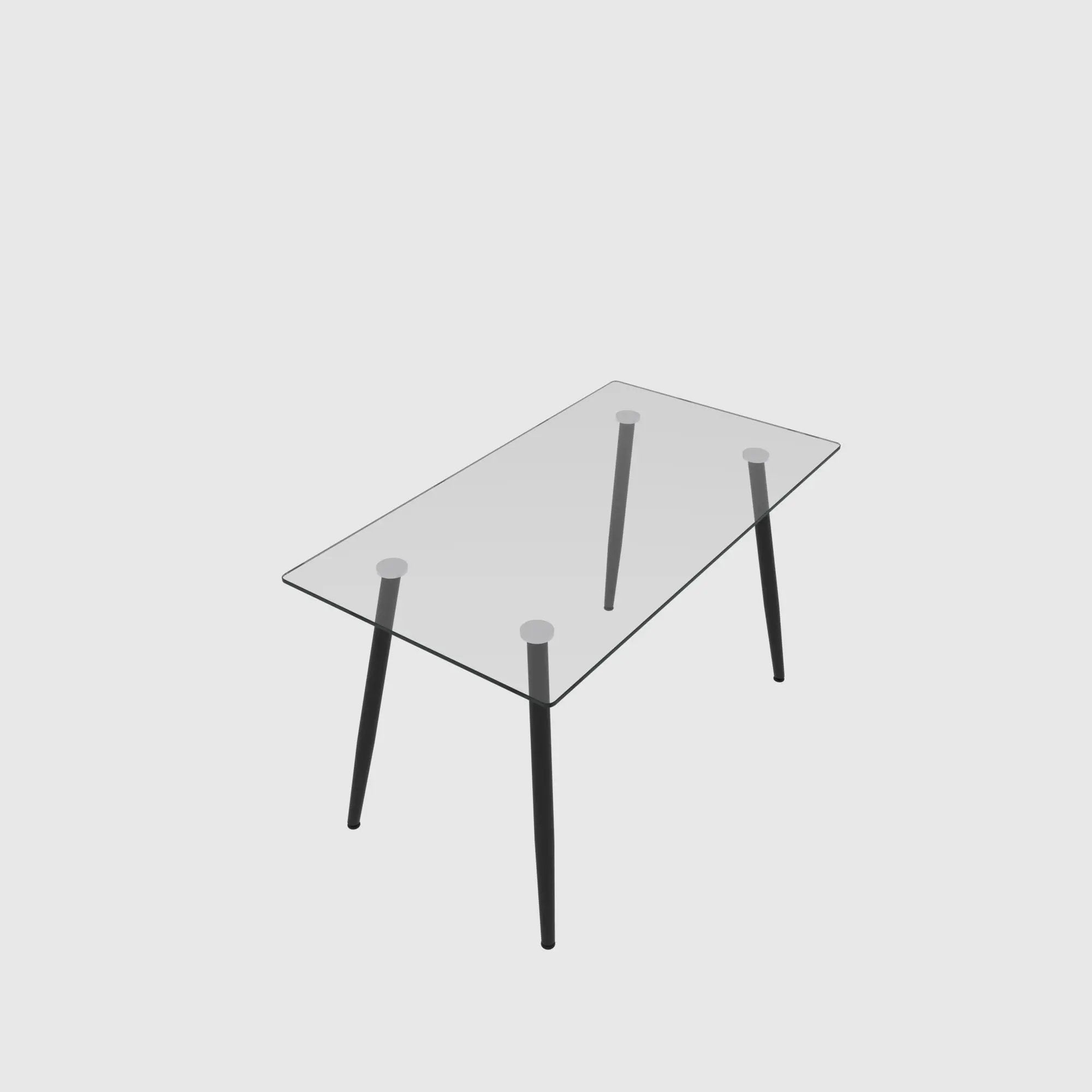 Modern Minimalist Rectangular Glass Dining Table With Tempered Glass Top Metal Legs, For 4 - 6 - Transparent by HouseOfZazla