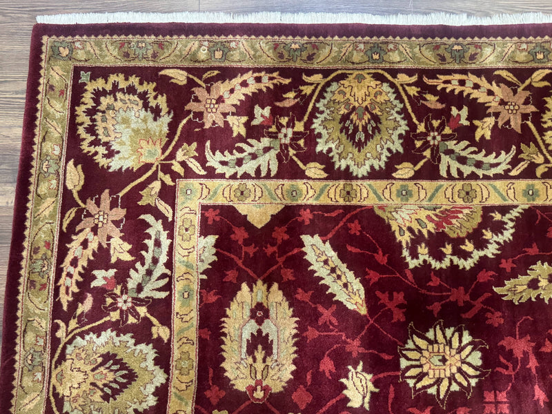 Indo Mahal Rug 9x12, Allover Pattern, Dark Red, Traditional Wool Area Rug by Jewel Rugs