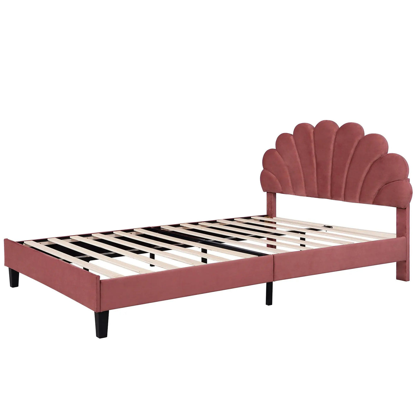 Upholstered Platform Bed With Flower Pattern Headboard by Unique Piece Furniture