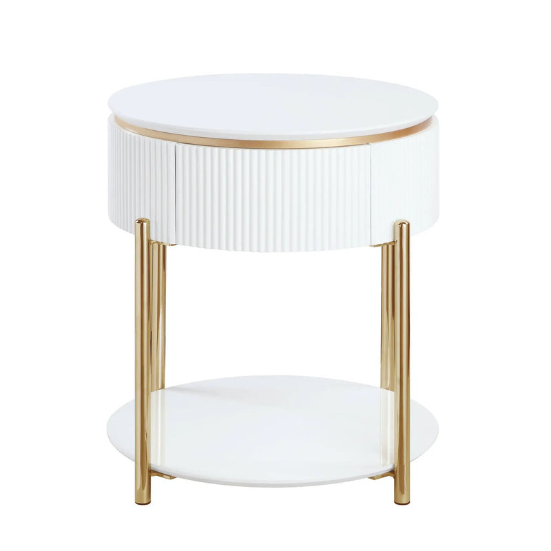 Daveigh - High Gloss End Table - Gold / White by Unique Piece Furniture