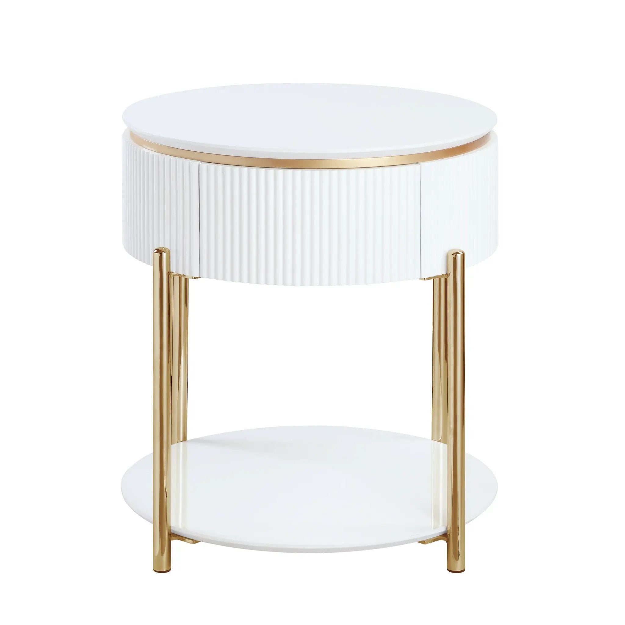 Daveigh - High Gloss End Table - Gold / White by HouseOfZazla