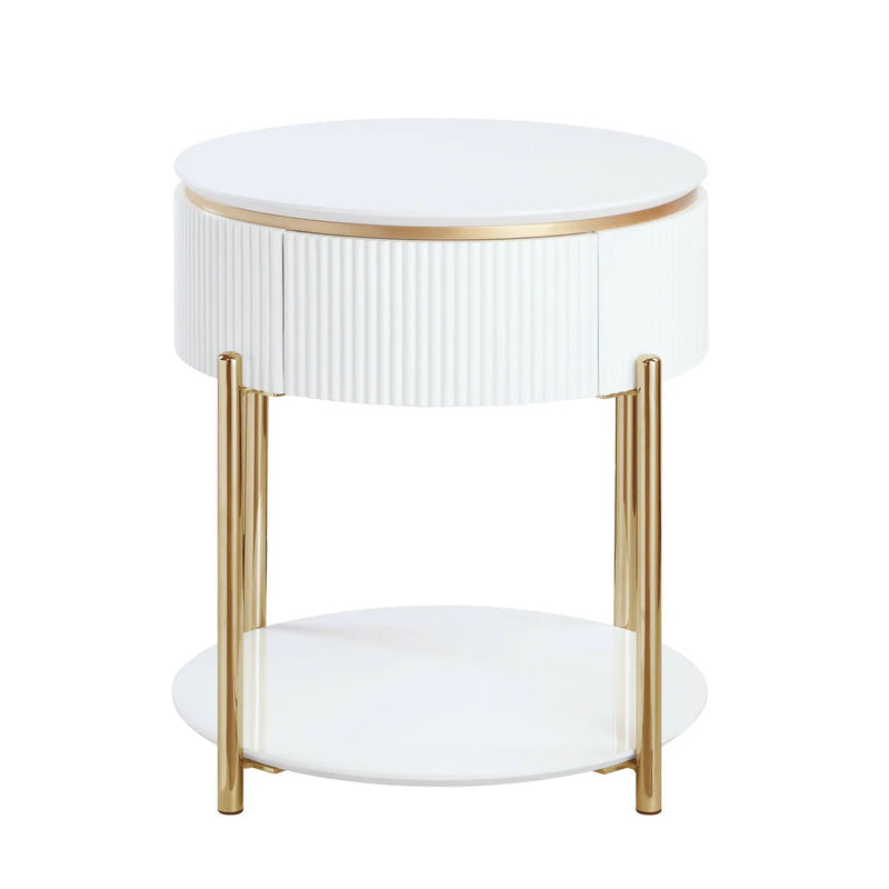 Daveigh - High Gloss End Table - Gold / White by HouseOfZazla