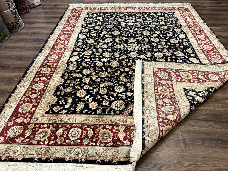 Sino Persian Rug 8x10, Black and Red, Floral Allover by Jewel Rugs