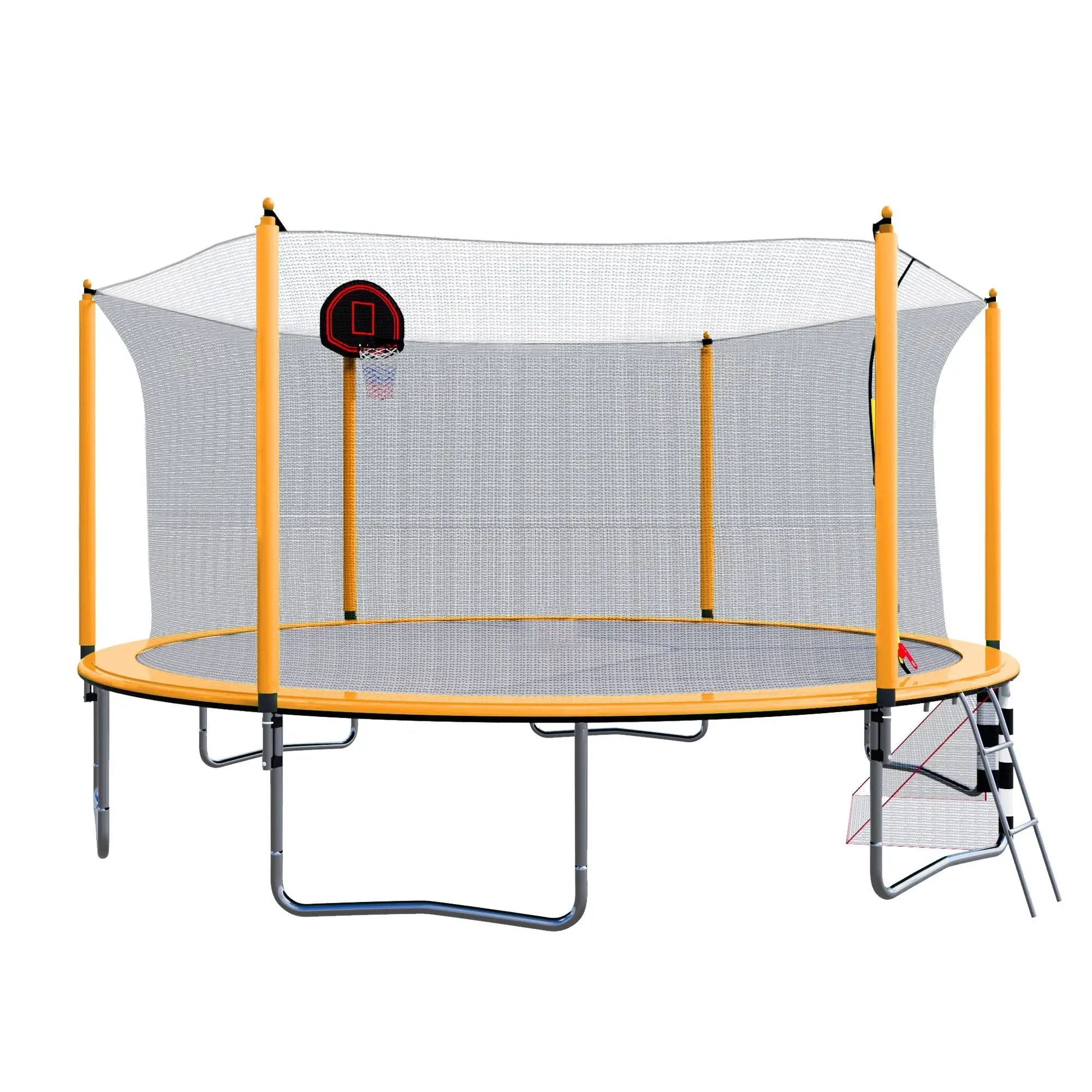 16Ft Trampoline With Basketball Hoop Pump And Ladder (Inner Safety Enclosure) With Soccer Goal by HouseOfZazla
